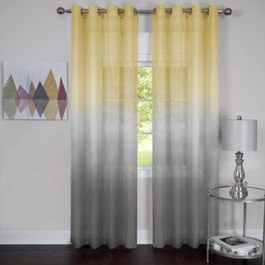 *CLEARANCE*  *Achim Home Furnishings Grommet Window Curtain Panel,  Gray/Yellow
